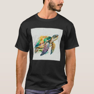 Niedliche Meeresschildkröte Spritzer Illustration T-Shirt