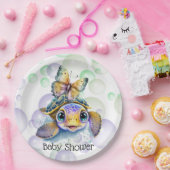 Niedliche Meeresschildkröte und eine Schmetterling Pappteller (Party)