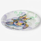 Niedliche Meeresschildkröte und eine Schmetterling Pappteller (Schrägansicht)