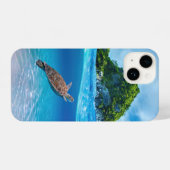 Niedliche Meeresschildkröte vor einer tropischen I iPhone Hülle (Rückseite (Horizontal))
