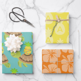 Niedliche Meeresschildkröte Weihnachten Geschenkpapier Set