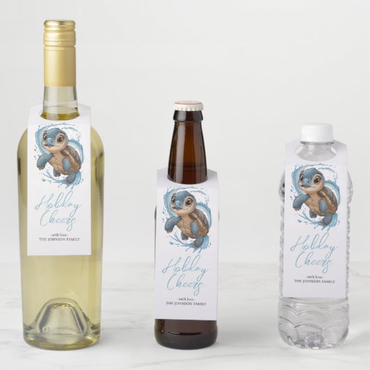 Niedliche Meeresschildkröte Weihnachtsfeiertag Flaschenanhänger (Beispiel)