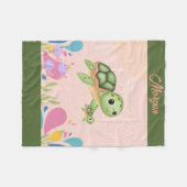 Niedliche Meeresschildkröten in rosa Ozeanen, Fleecedecke (Vorderseite (Horizontal))