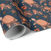 Niedliche Meeresschildkröten Krabben gekacheltes P Geschenkpapier (Rolleneckpunkt)