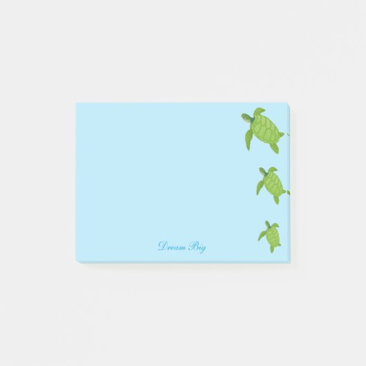 Niedliche Meeresschildkröten und Kalligraphie auf Post-it Klebezettel (Vorderseite)