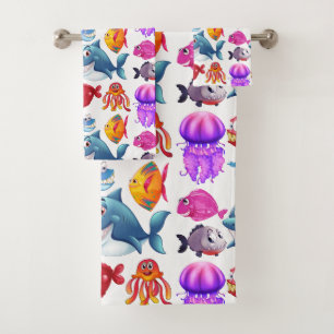 Niedliche Meerestiere Badhandtuch Set
