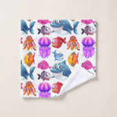 Niedliche Meerestiere Badhandtuch Set (Waschlappen)