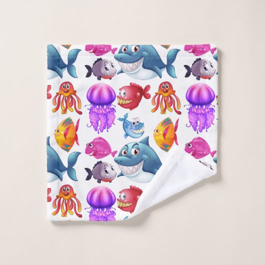 Niedliche Meerestiere Badhandtuch Set (Waschlappen)