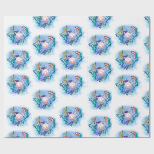 Niedliche Meerestiere Geschenkpapier (Flach)