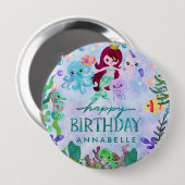 Niedliche Meerestiere Meerjungfrau Thema glücklich Button (Vorne & Hinten)