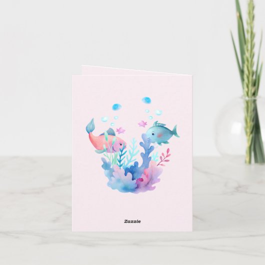 Niedliche Meerestiere Meerjungfrau Thema Happy Bir Karte (Rückseite)