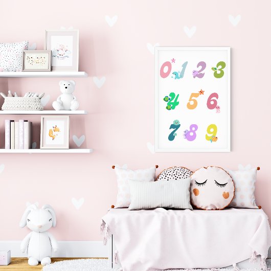 Niedliche Meerestiere Nummer Kinderzimmer Bildung  Poster