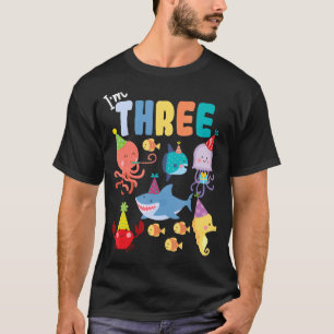Niedliche Meerestiere Ozean Kreaturen Party 3. Geb T-Shirt