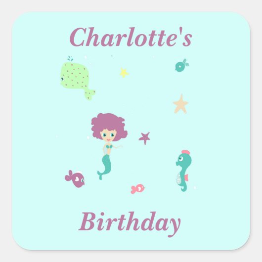 Niedliche Meerestiere Quadratischer Aufkleber (Vorderseite)