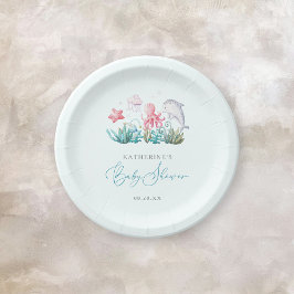 Niedliche Meerestiere unter der Kinderdusche des S Pappteller