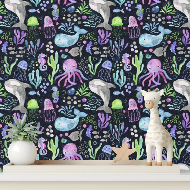 Niedliche Meerestiere Wale Octopus Quallen Tapete (Von Creator hochgeladen)