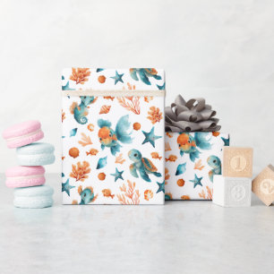 Niedliche Meerestiere Wasserfarben-Muster Geschenkpapier