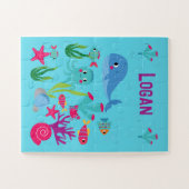 Niedliche Meereswelt Tiere Personalisiert Jungen Puzzle (Horizontal)