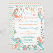 Niedliche Meerjungdusche unter dem Sea Baby Girl Einladung (Vorne/Hinten)