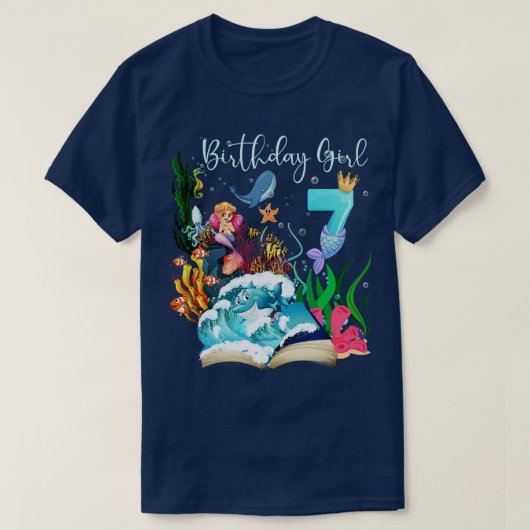 Niedliche Meerjungfrau 7. Geburtstagskarte T-Shirt (Design vorne)