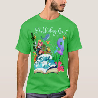 Niedliche Meerjungfrau 9. Geburtstagskarte T-Shirt