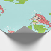 Niedliche Meerjungfrau auf blau mit Blasen Geschenkpapier (Ecke)