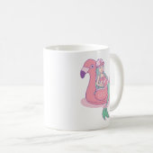 Niedliche Meerjungfrau auf Flamingo Pool Float Fun Kaffeetasse (VorderseiteRechts)
