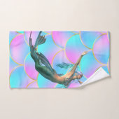 Niedliche Meerjungfrau auf Meerjungfrau-Schwanz-Sk Badhandtuch Set (Handtuch)