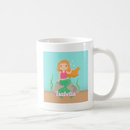 Niedliche Meerjungfrau auf Rock Girls Personalisie Kaffeetasse (Rechts)