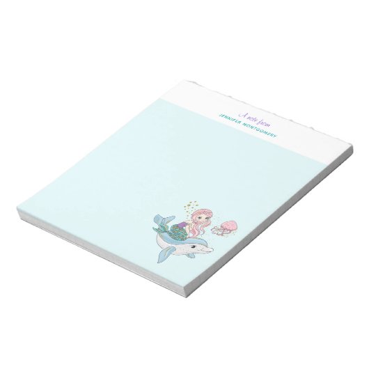 Niedliche Meerjungfrau beim Dolphin Notizblock (Rotiert)