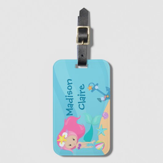 Niedliche Meerjungfrau Custom Beach Kinder Gepäckanhänger (Vorderseite Vertikal)