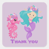 niedliche Meerjungfrau danke Square Sticker (Vorderseite)