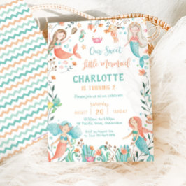 Niedliche Meerjungfrau Geburtstag unter dem Sea Ba Einladung