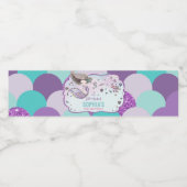 Niedliche Meerjungfrau Geburtstagspartei im Zeiche Wasserflaschenetikett (Einzelnes Label)