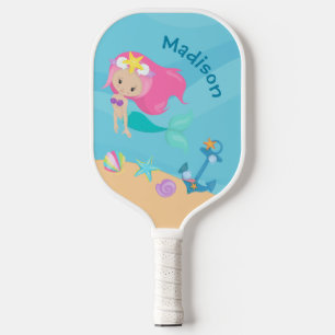 Niedliche Meerjungfrau Girl Beach Personalisiert K Pickleball Schläger