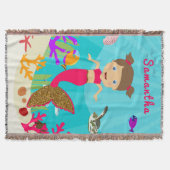 Niedliche Meerjungfrau im farbenfrohen Ozean Decke (Vorderseite)