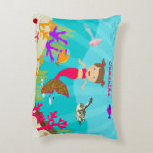Niedliche Meerjungfrau im farbenfrohen Ozean Dekokissen (Rückseite(Vertikal))