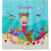 Niedliche Meerjungfrau im farbenfrohen Ozean Duschvorhang (Vorderseite)