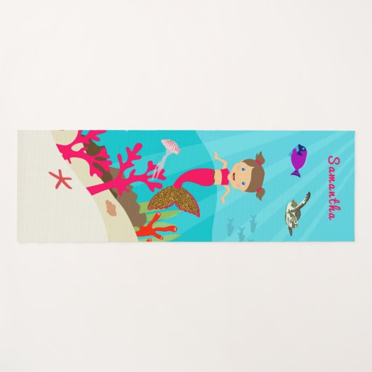 Niedliche Meerjungfrau im farbenfrohen Ozean Yogamatte (Vorderseite (Horizontal))