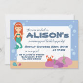 Niedliche Meerjungfrau im Sommer Geburtstagsparty Einladung (Vorderseite)