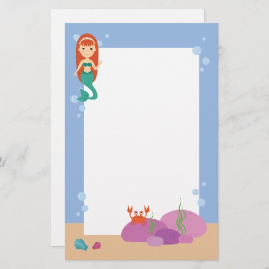 Niedliche Meerjungfrau in der Prinzessin Briefpapier (Vorne/Hinten)