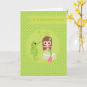 Niedliche Meerjungfrau in Grün Karte (Gelbe Blume)