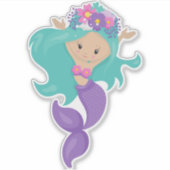 Niedliche Meerjungfrau, kleine Meerjungfrau, blaue Aufkleber (Vorderseite)