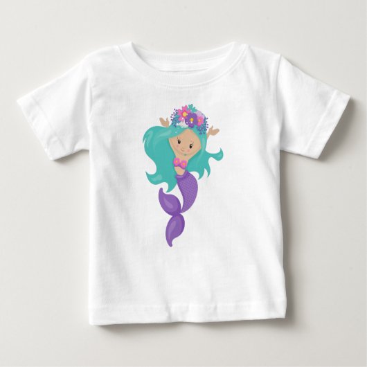 Niedliche Meerjungfrau, kleine Meerjungfrau, blaue Baby T-shirt (Vorderseite)