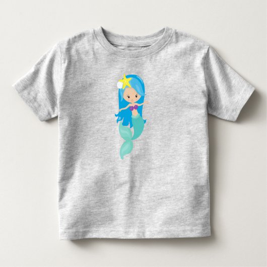 Niedliche Meerjungfrau, kleine Meerjungfrau, blaue Kleinkind T-shirt (Vorderseite)