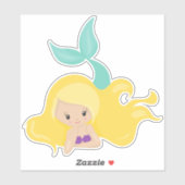 Niedliche Meerjungfrau, kleine Meerjungfrau, Blond Aufkleber (Blatt)