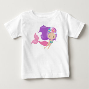 Niedliche Meerjungfrau, kleine Meerjungfrau, Blume Baby T-shirt