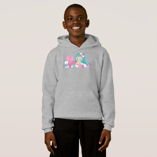 Niedliche Meerjungfrau, kleine Meerjungfrau, Blume Hoodie (Vorne ganz)