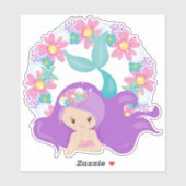 Niedliche Meerjungfrau, kleine Meerjungfrau, Lila Aufkleber (Blatt)
