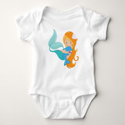 Niedliche Meerjungfrau, kleine Meerjungfrau, Orang Baby Strampler (Vorderseite)